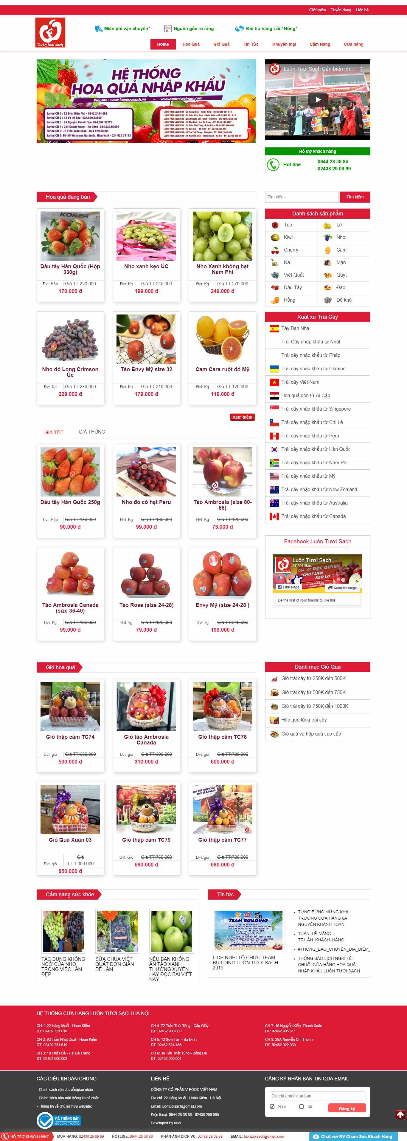 Thiết kế Website bán trái cây - luontuoisach.vn