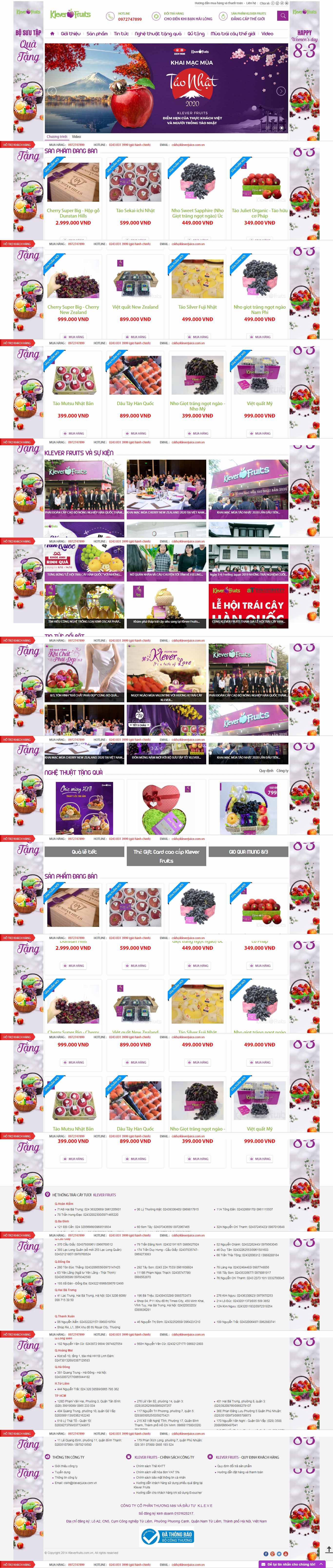 Thiết kế Website bán trái cây - kleverfruits.com.vn