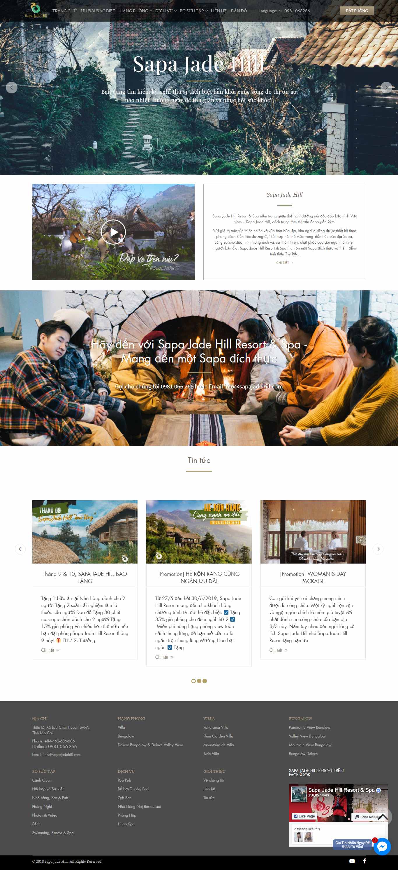 Thiết kế Website resort - khu nghỉ dưỡng - sapajadehillresort.com