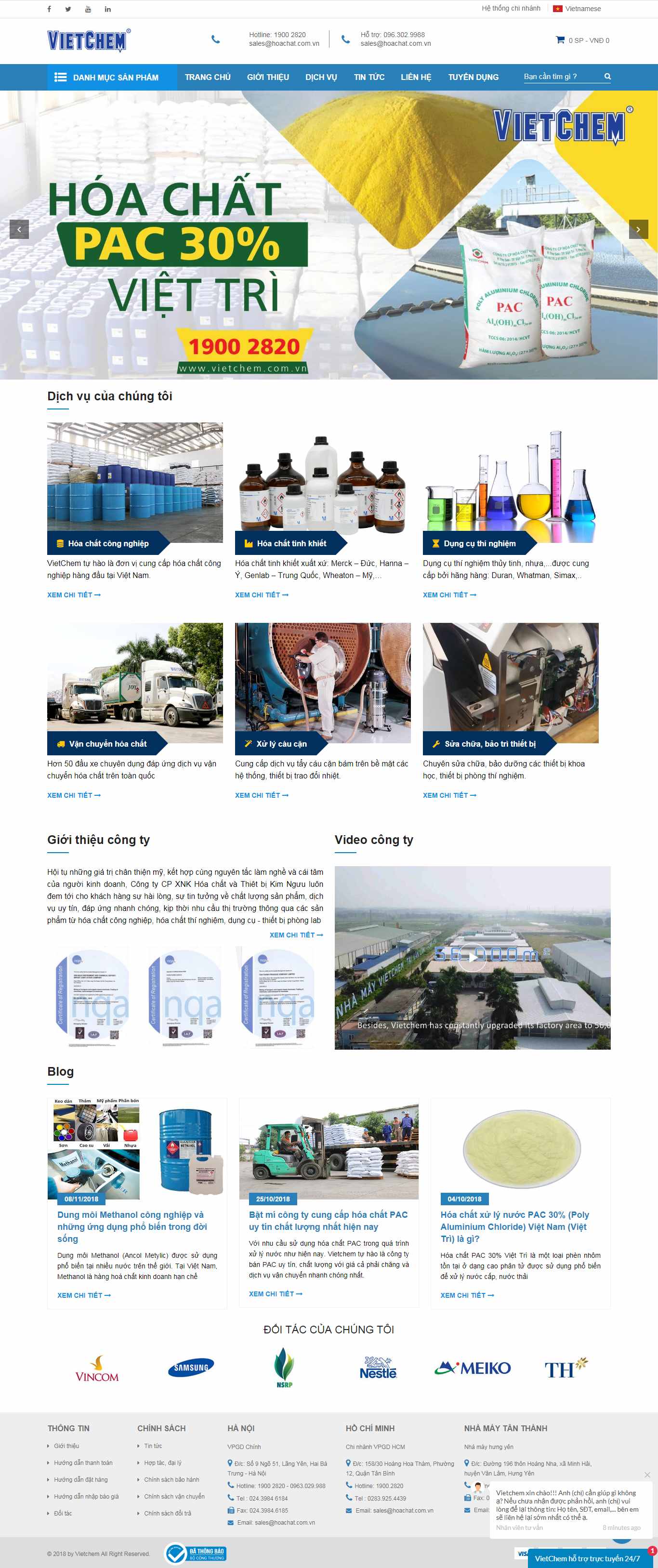 Thiết kế Website hóa chất - vietchem.com.vn