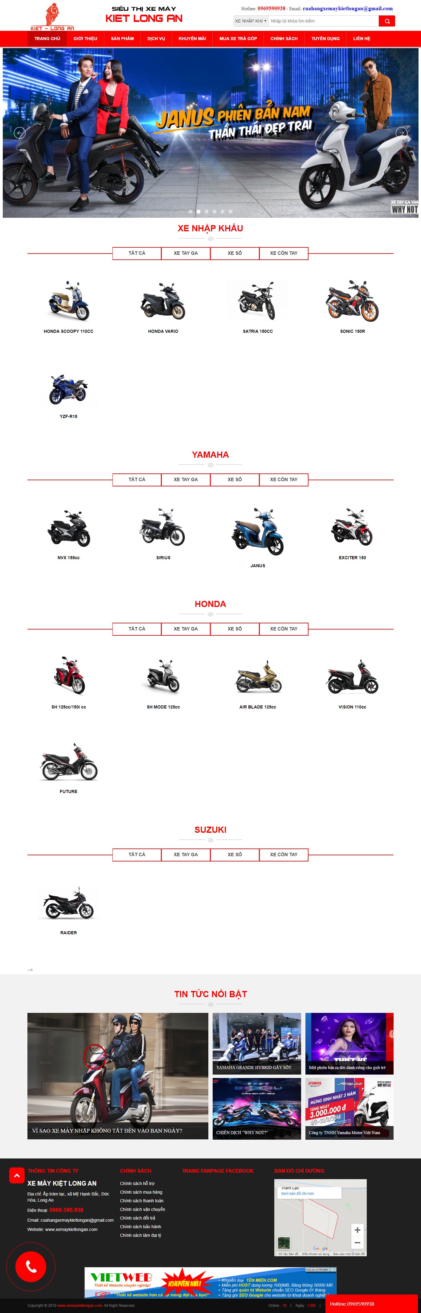 Thiết kế Website xe máy - xemaykietlongan.com