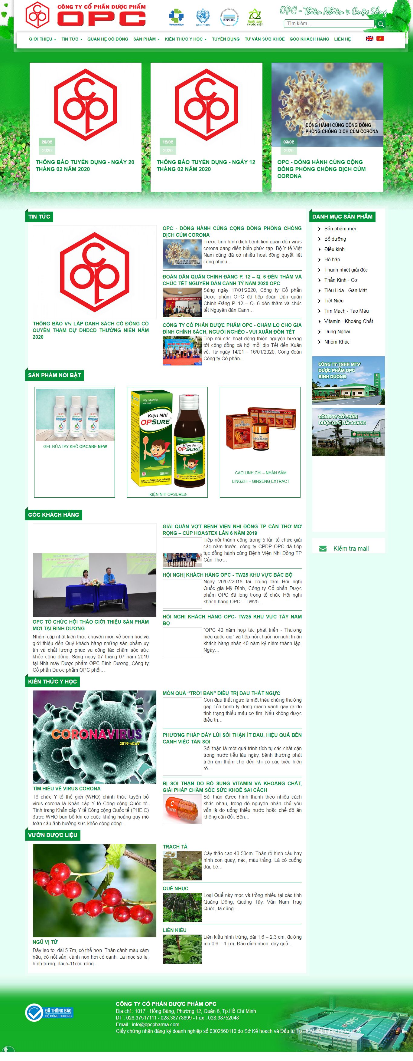 Thiết kế Website dược phẩm - opcpharma.com