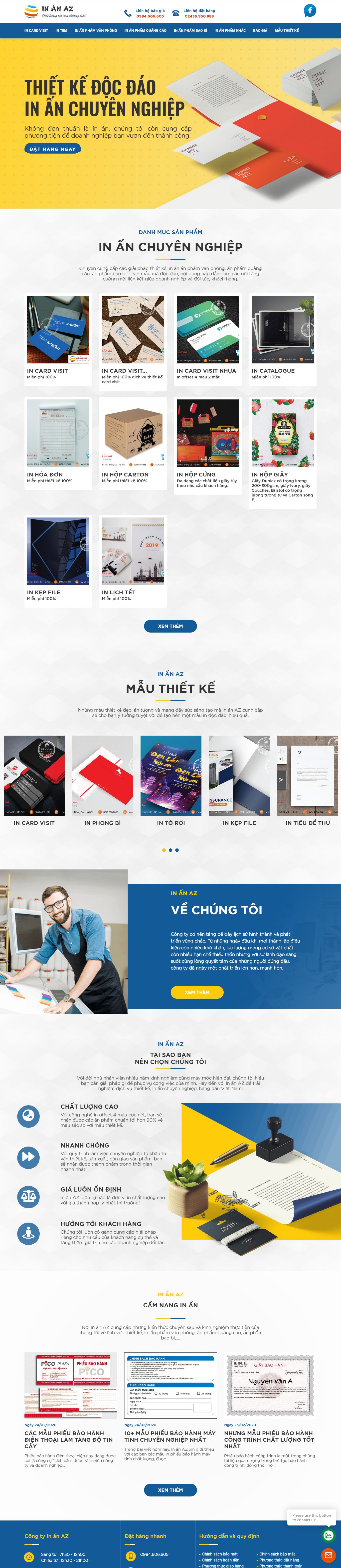 Thiết kế Website in card visit - inanaz.com.vn