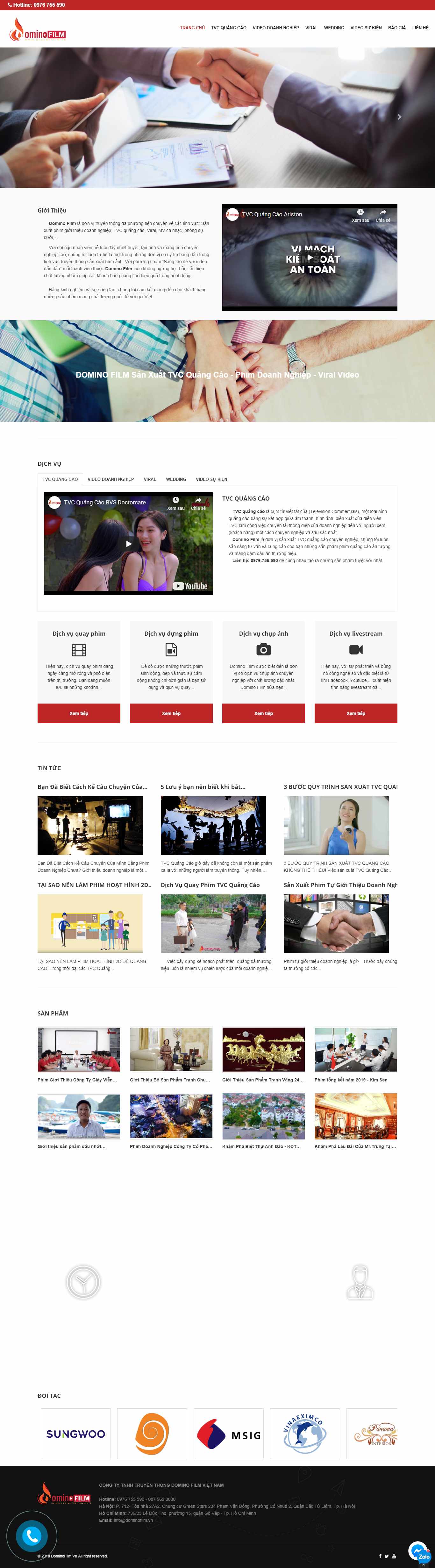 Thiết kế Website quảng cáo tvc - dominofilm.vn