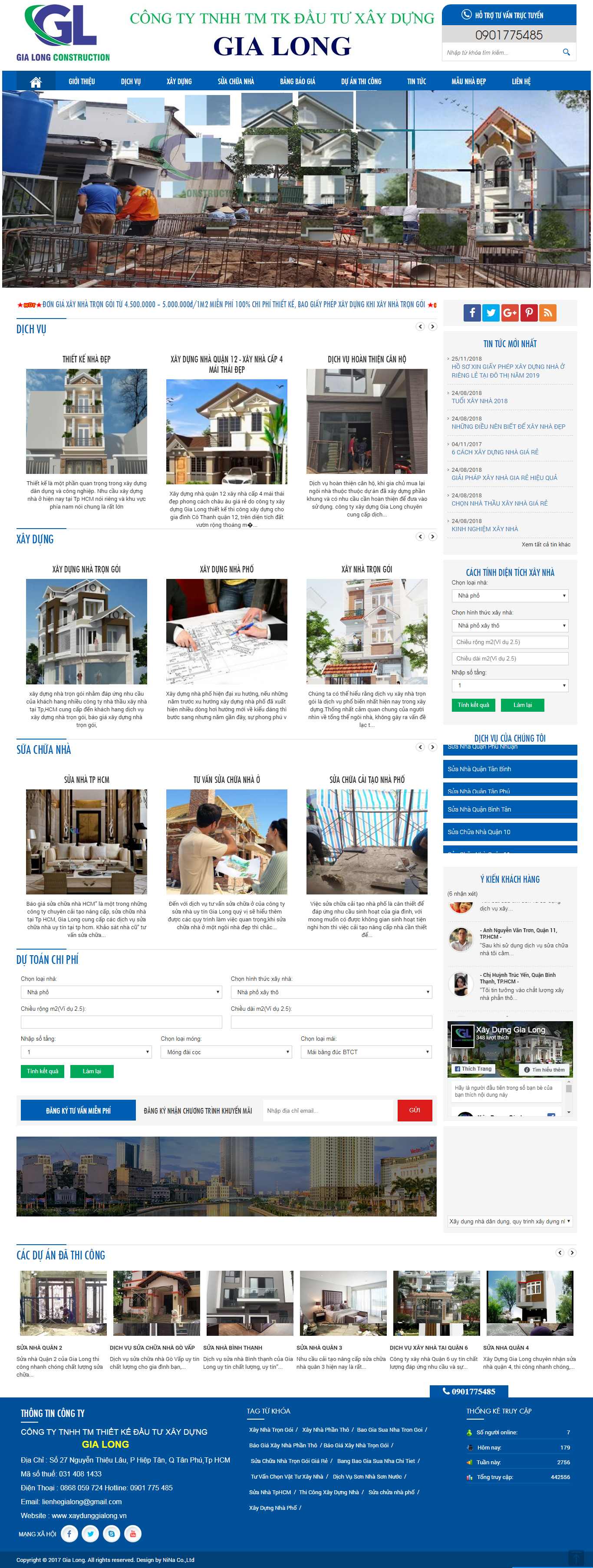 Thiết kế Website sửa chữa nhà - xaydunggialong.vn