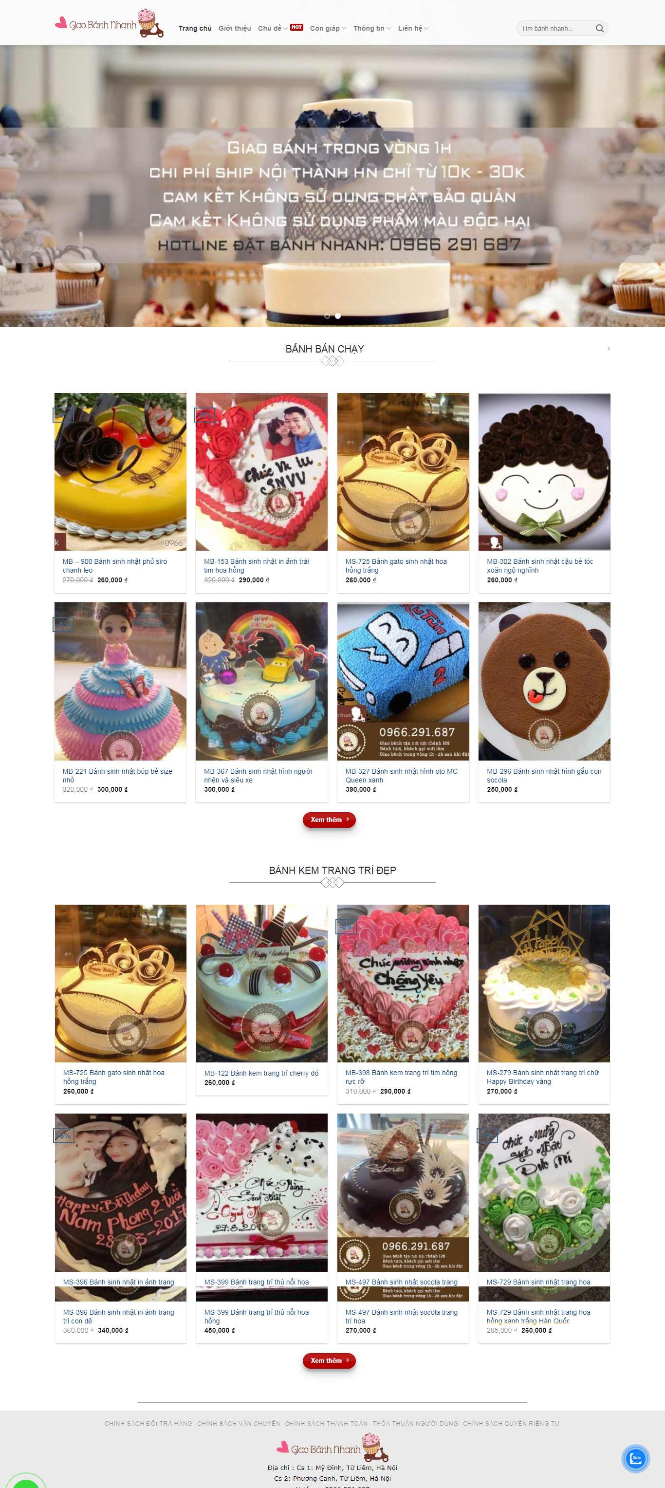Thiết kế Website bánh sinh nhật - giaobanhnhanh.com