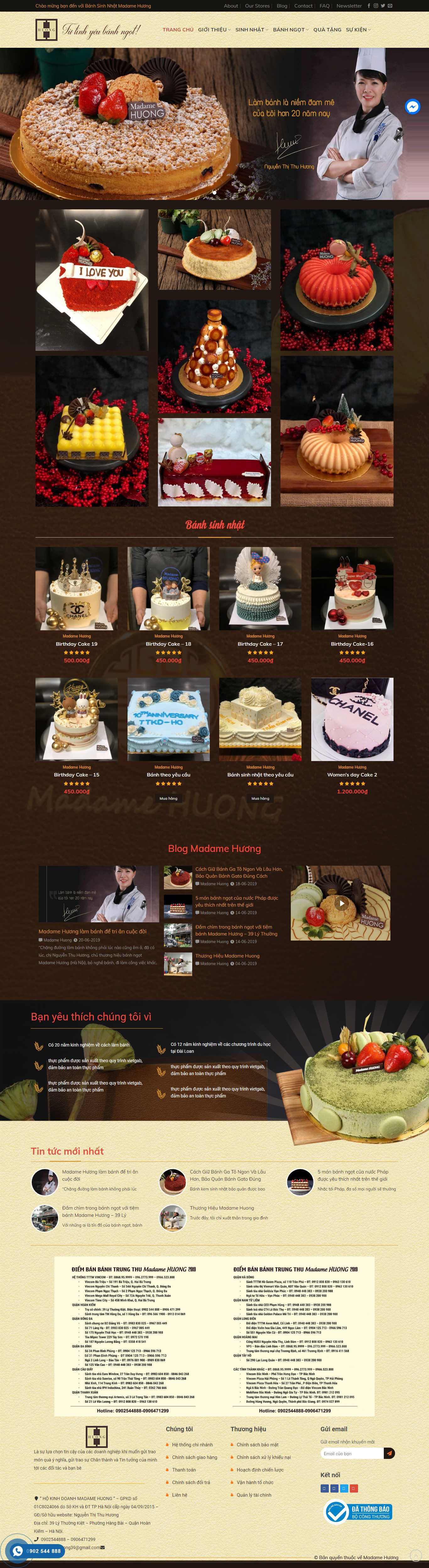 Thiết kế Website bánh sinh nhật - madamehuong.vn