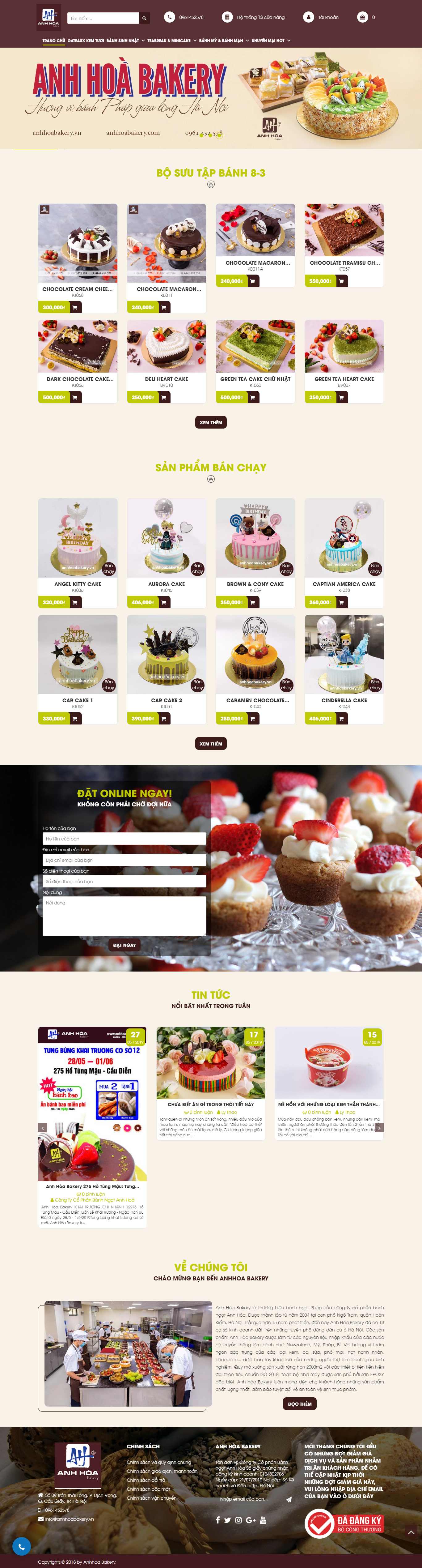 Thiết kế Website bánh sinh nhật - anhhoabakery.vn