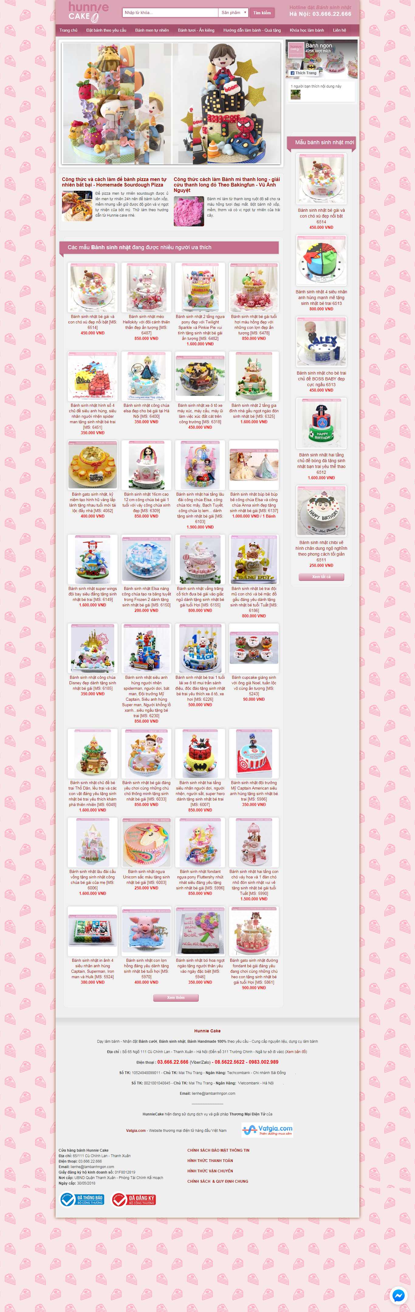 Thiết kế Website bánh sinh nhật - www.lambanhngon.com