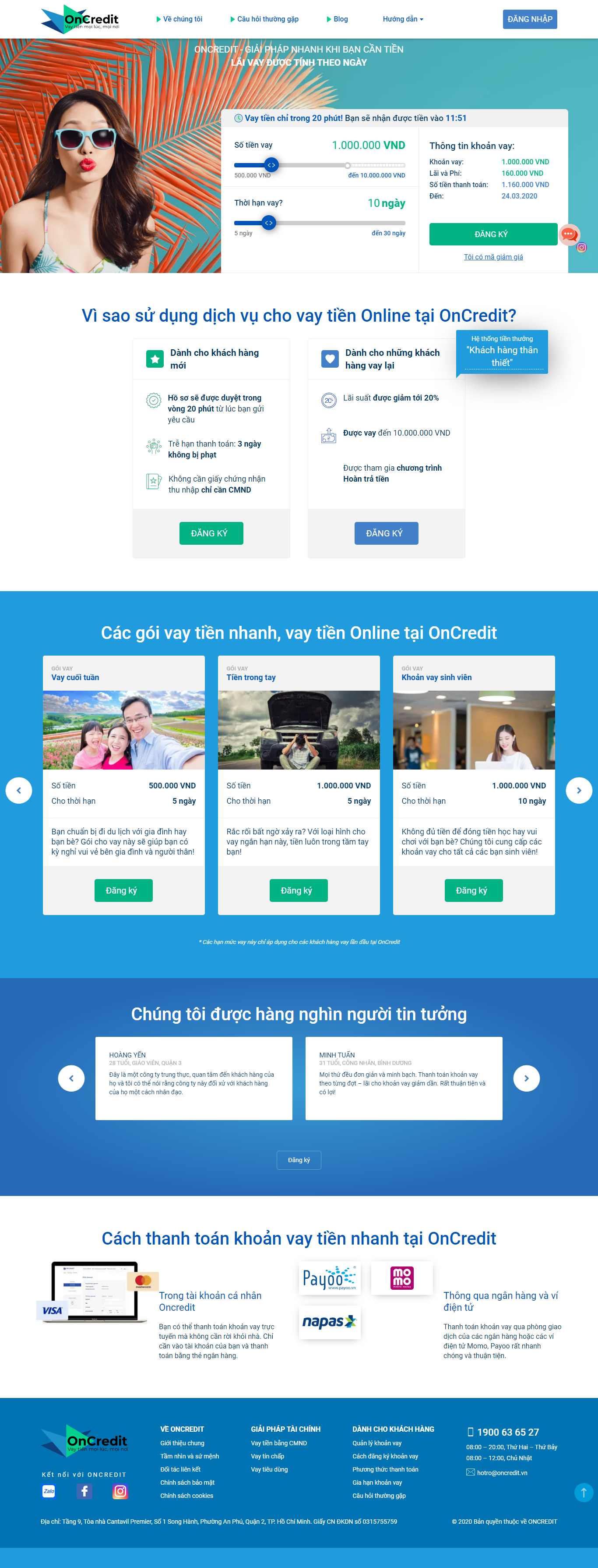 Thiết kế Website vay tín dụng - oncredit.vn