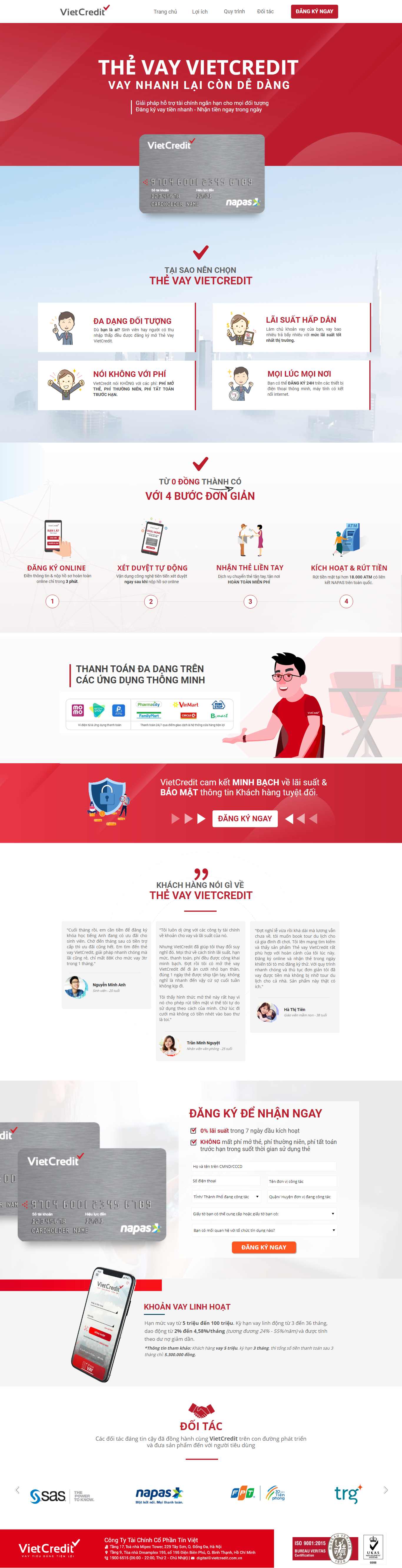 Thiết kế Website vay tín dụng - theduphong.vietcredit.vn