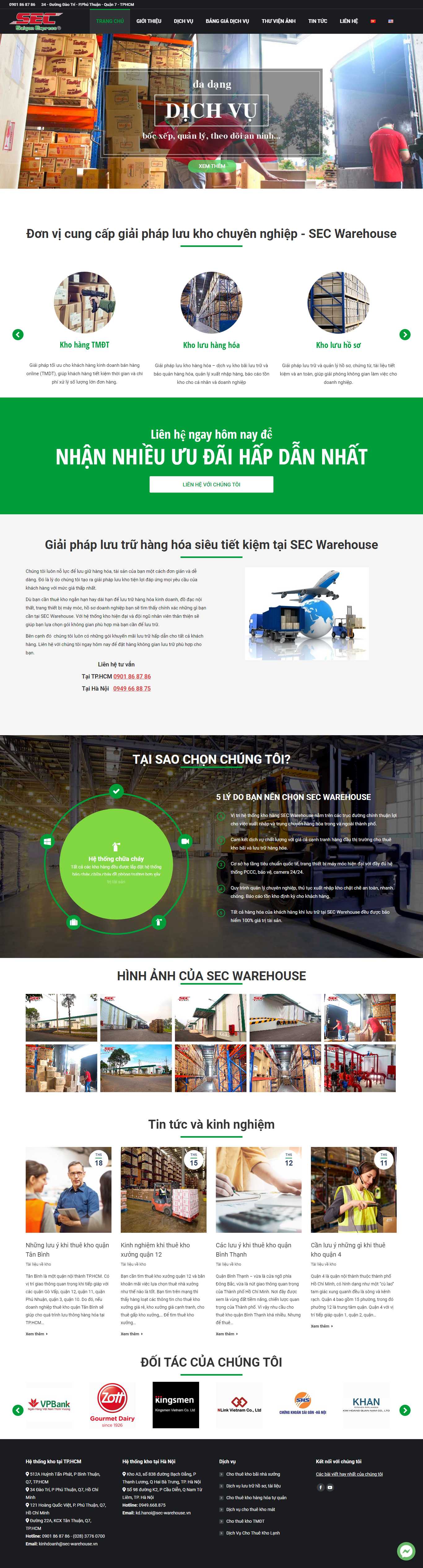 Thiết kế Website kho bãi - sec-warehouse.vn