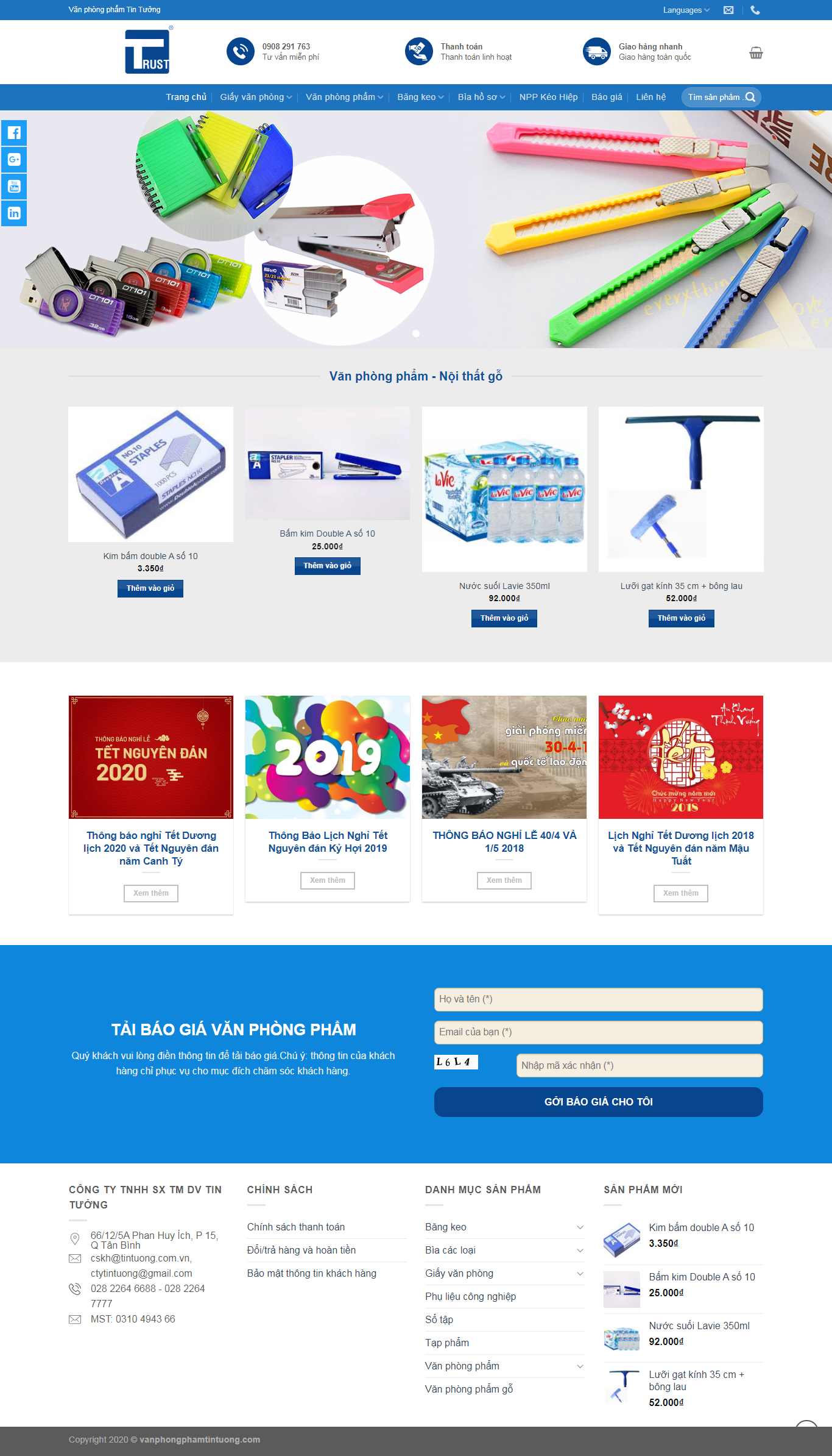 Thiết kế Website văn phòng phẩm - vanphongphamtintuong.com