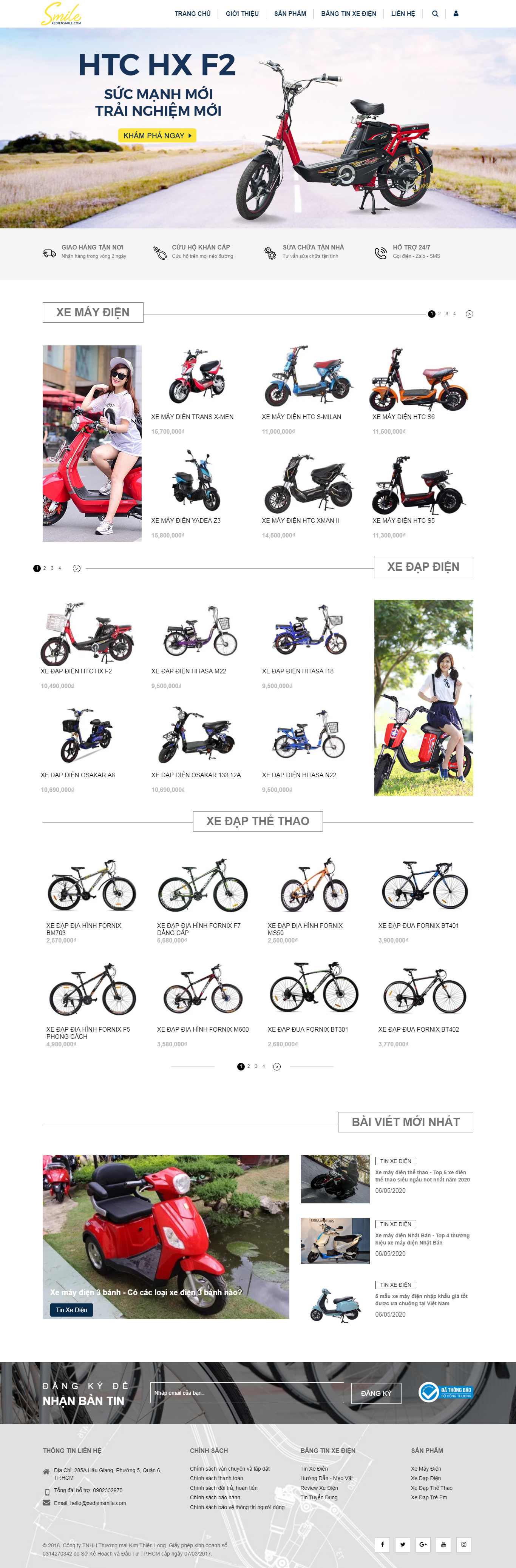 Thiết kế Website xe máy điện - xediensmile.com