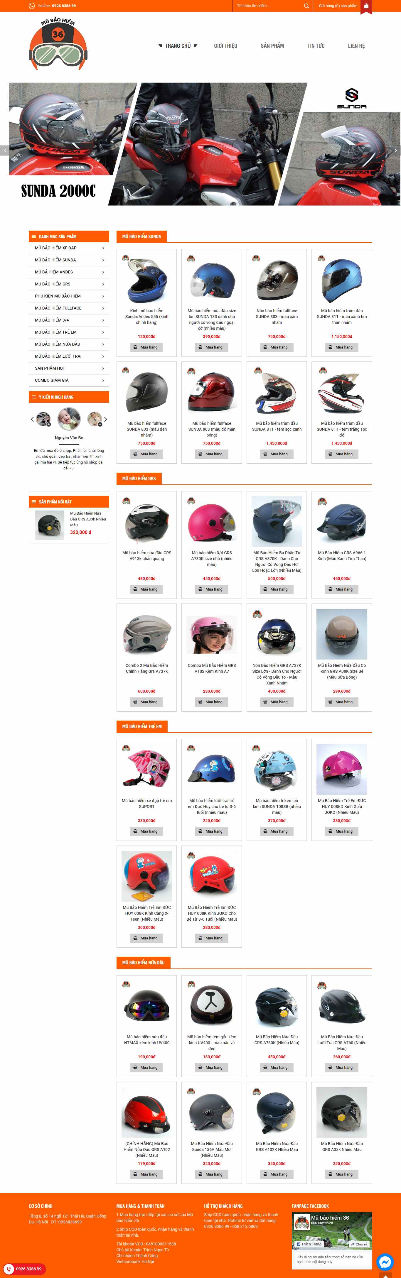 Thiết kế Website mũ bảo hiểm - mubaohiem36.com