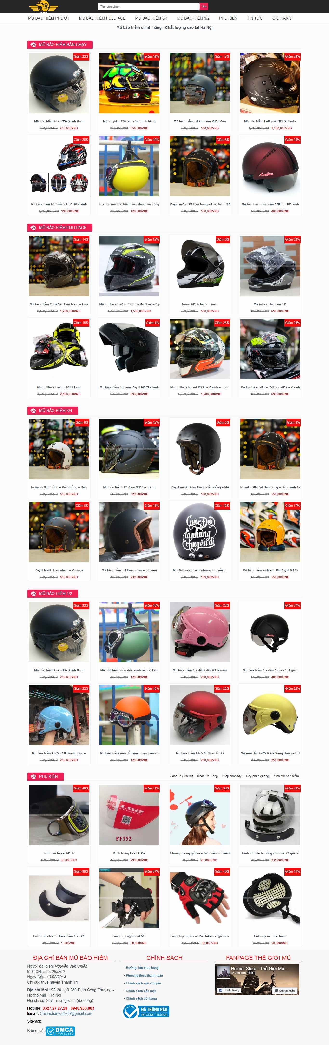 Thiết kế Website mũ bảo hiểm - thegioimu.com.vn