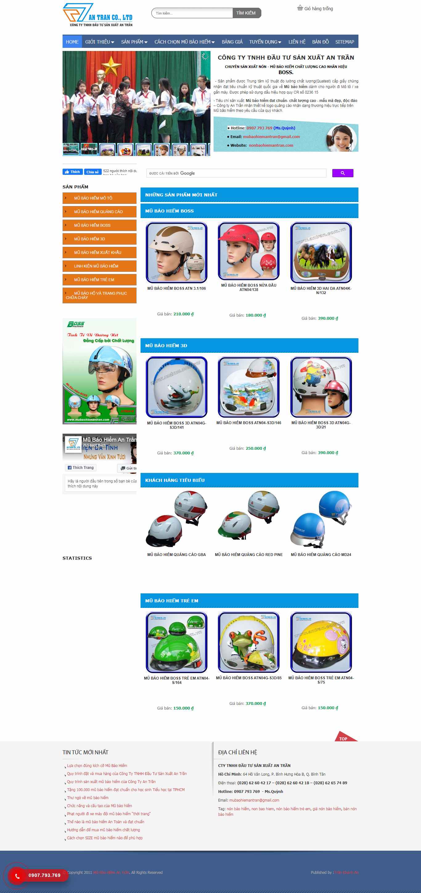 Thiết kế Website mũ bảo hiểm - mubaohiemantran.com