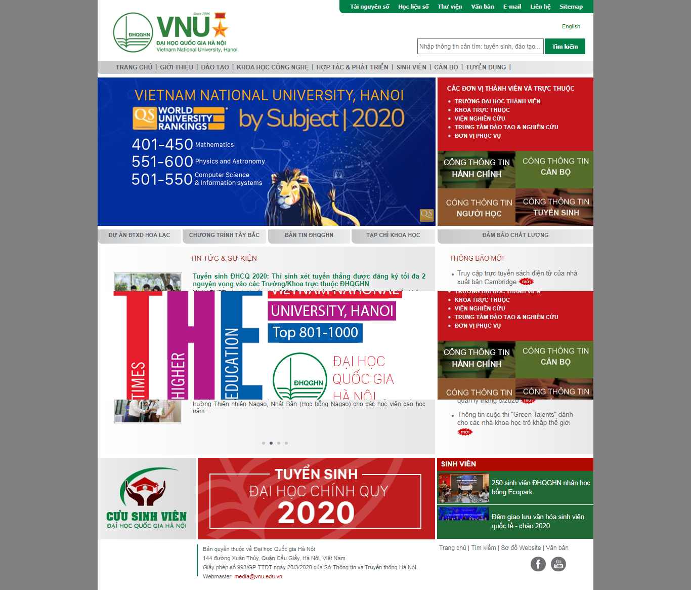 Thiết kế Website trường học - vnu.edu.vn