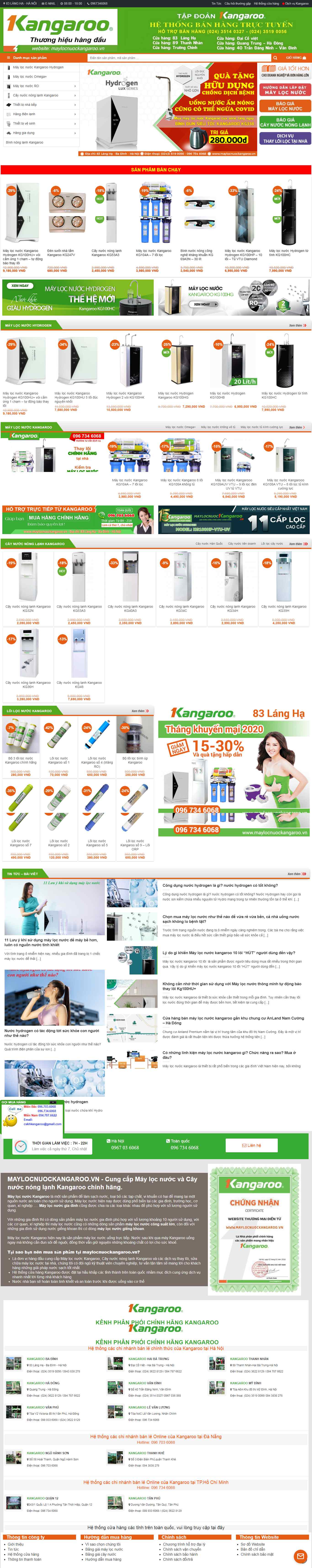 Thiết kế Website máy lọc nước - maylocnuockangaroo.vn