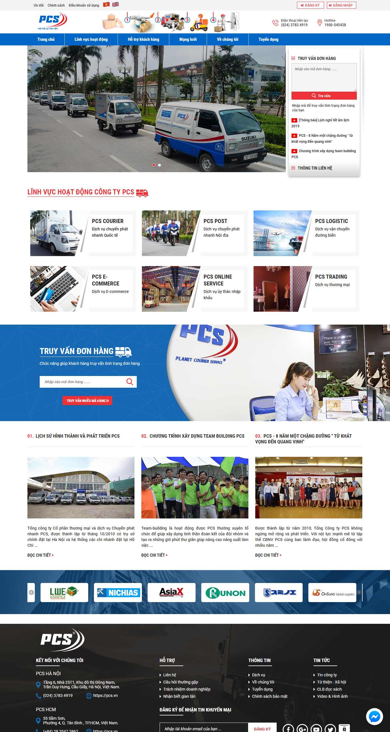 Thiết kế Website chuyển phát nhanh - www.pcs.vn