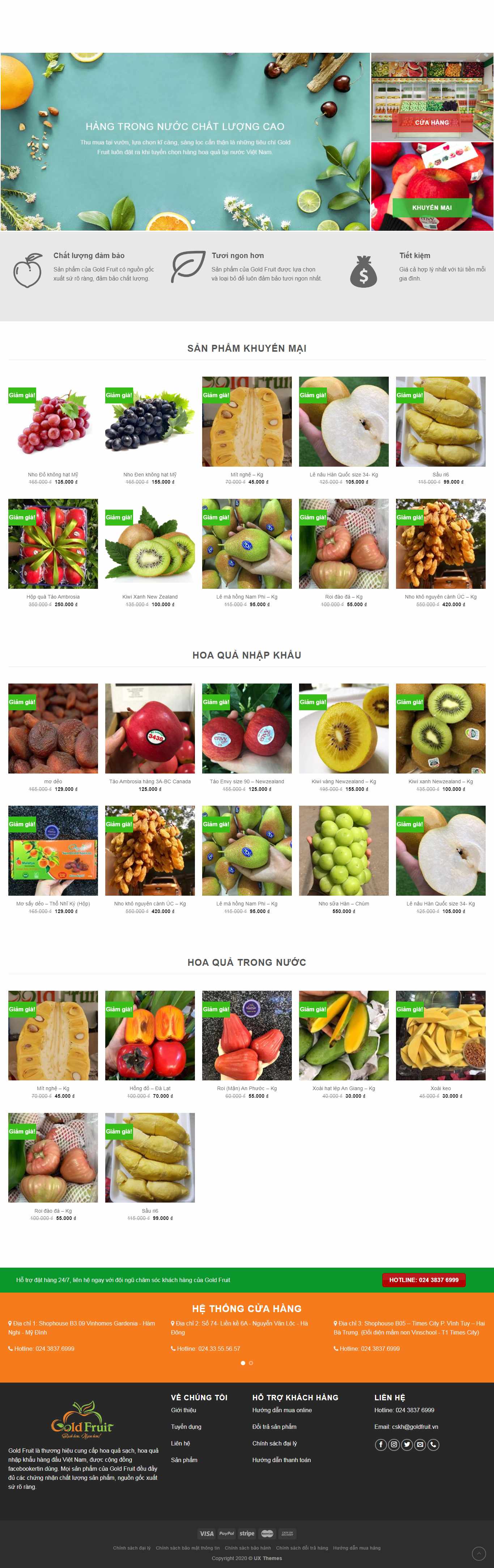 Thiết kế Website hoa quả sạch - goldfruit.vn