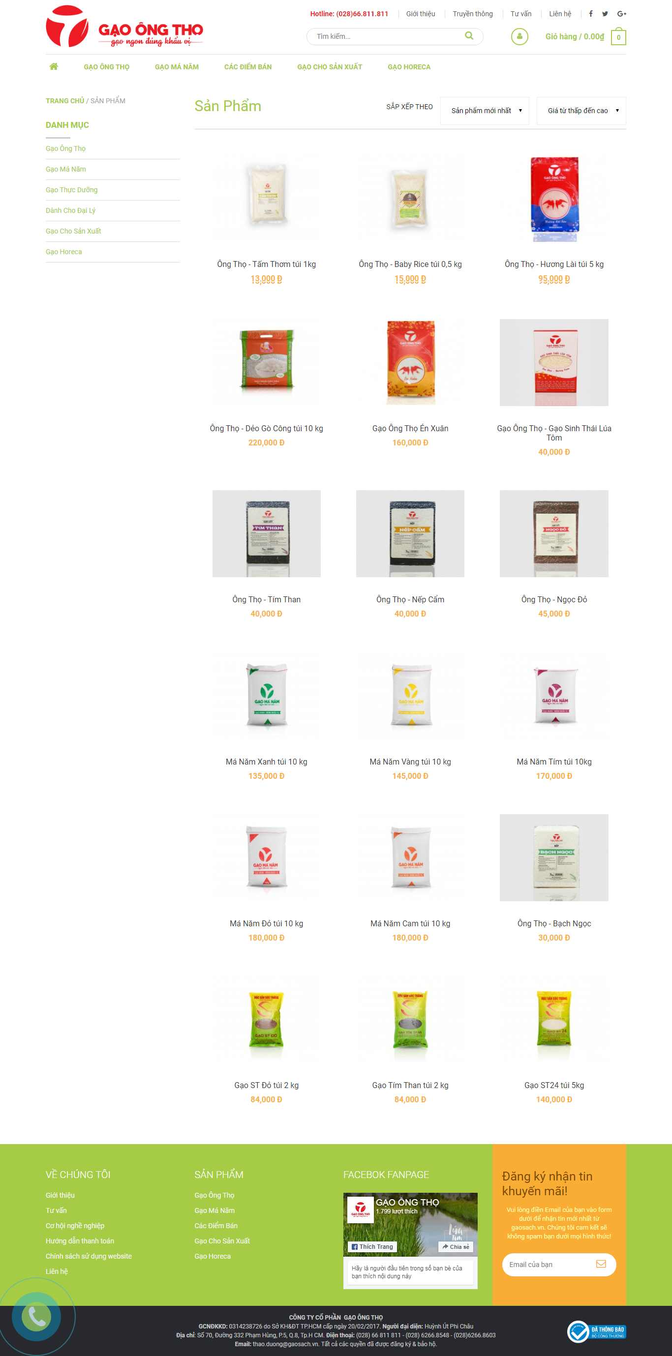 Thiết kế Website bán gạo sạch - gaosach.vn
