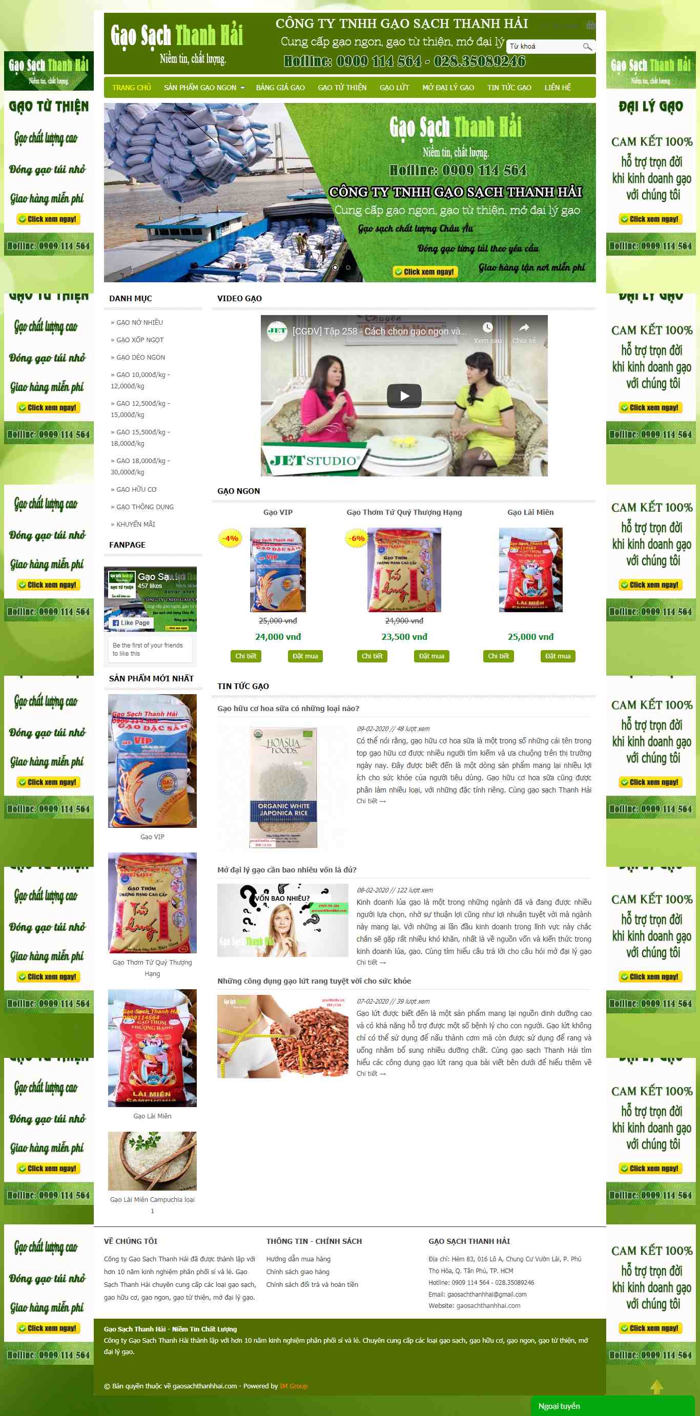 Thiết kế Website bán gạo sạch - gaosachthanhhai.com