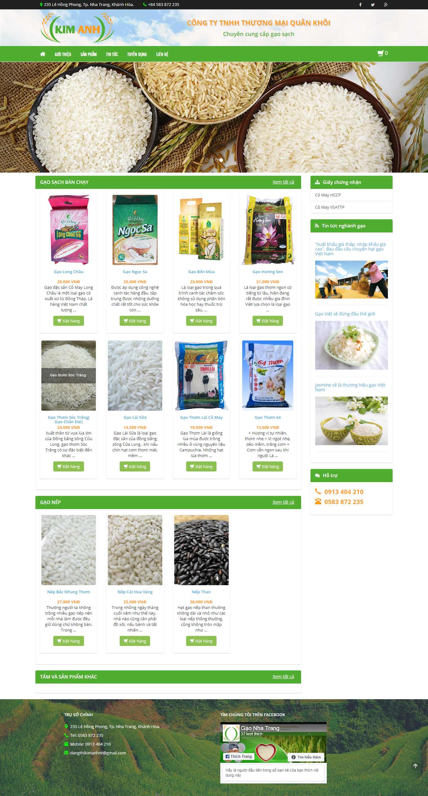 Thiết kế Website bán gạo sạch - www.gaosachnhatrang.com