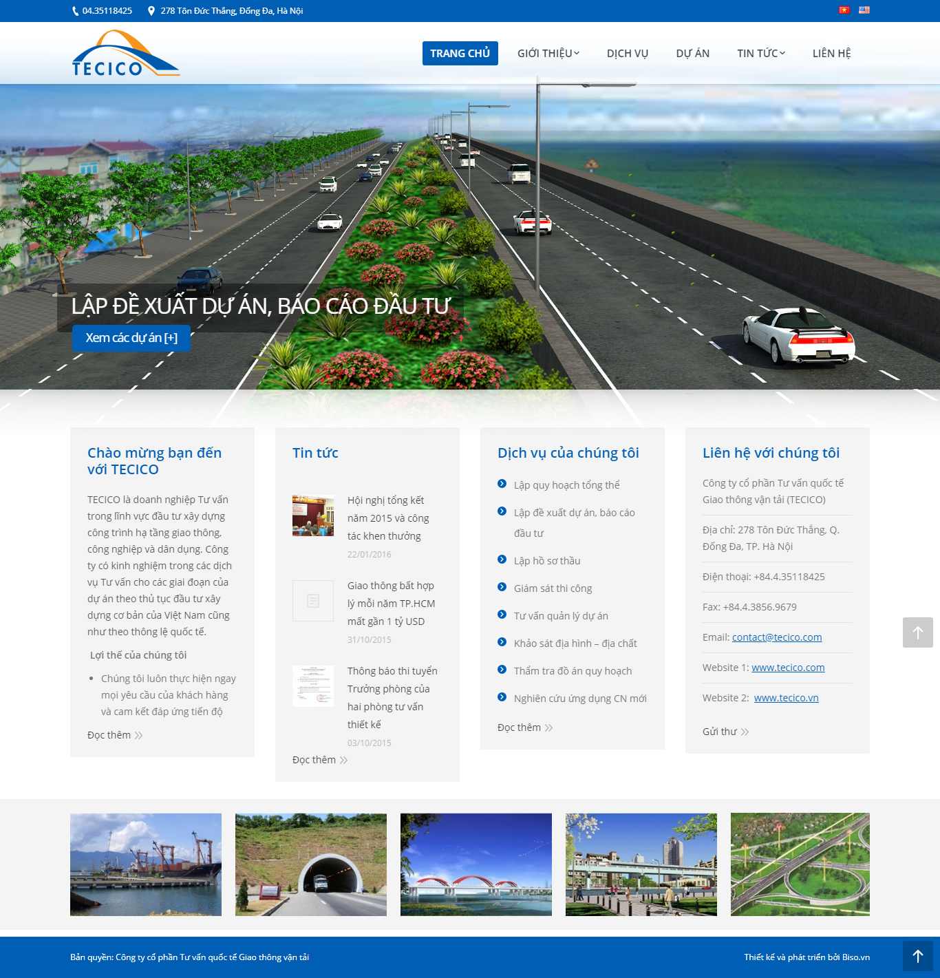 Thiết kế Website giao thông vận tải - tecico.com