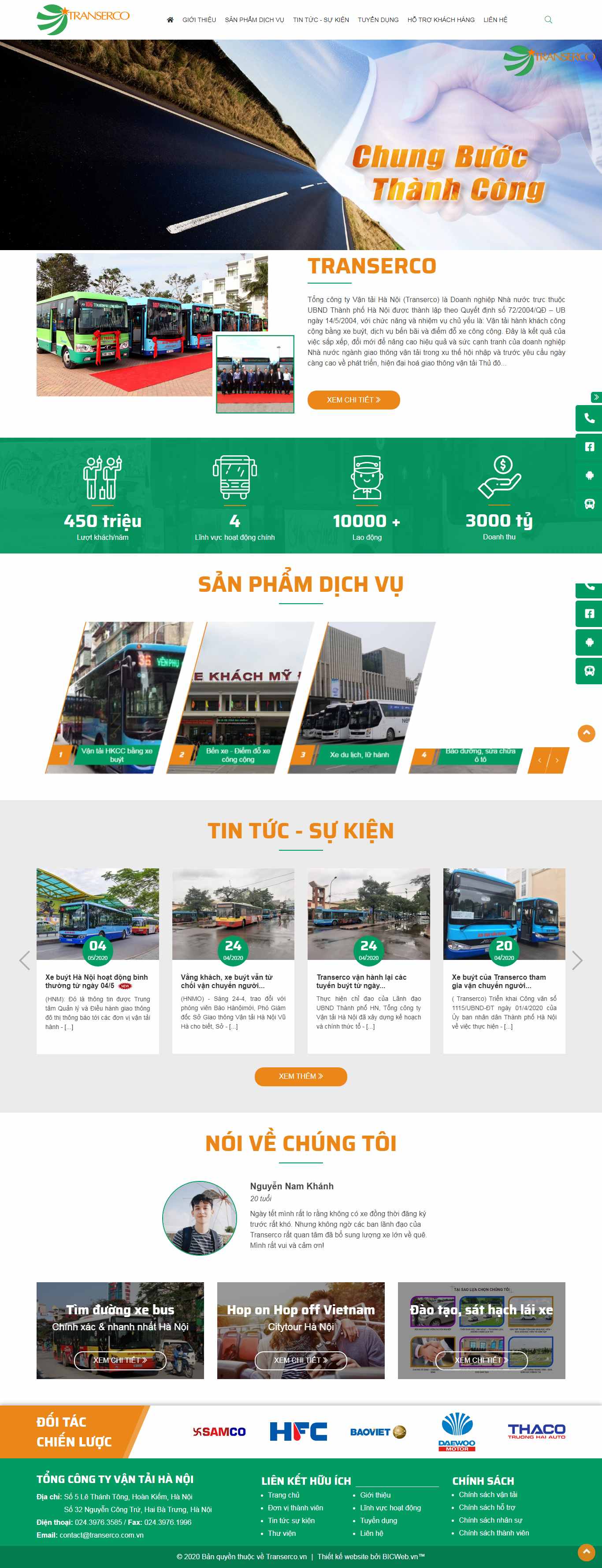 Thiết kế Website giao thông vận tải - transerco.com.vn