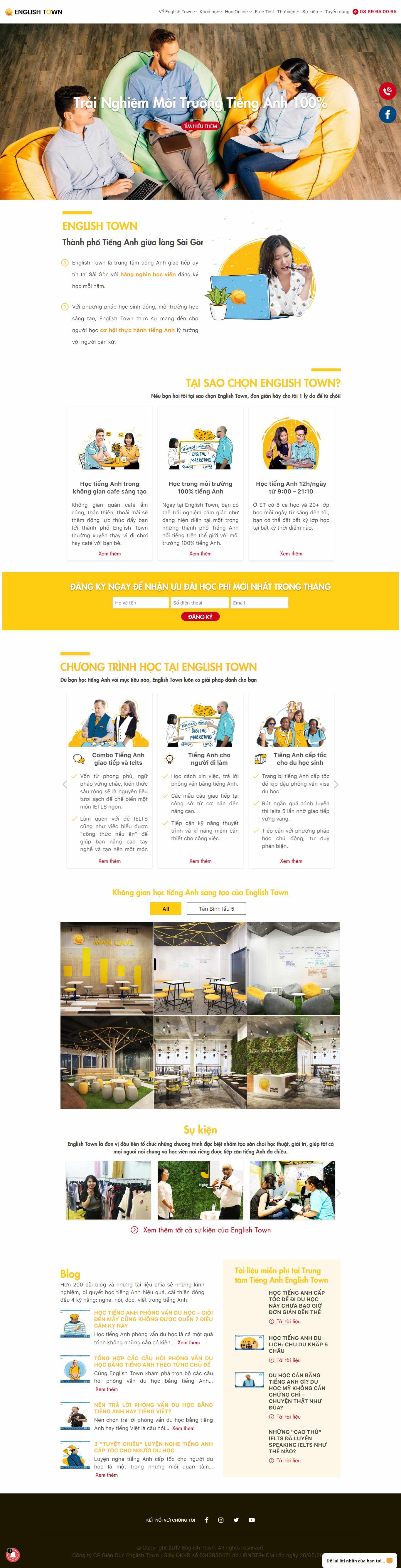 Thiết kế Website trung tâm tiếng anh - englishtown.edu.vn