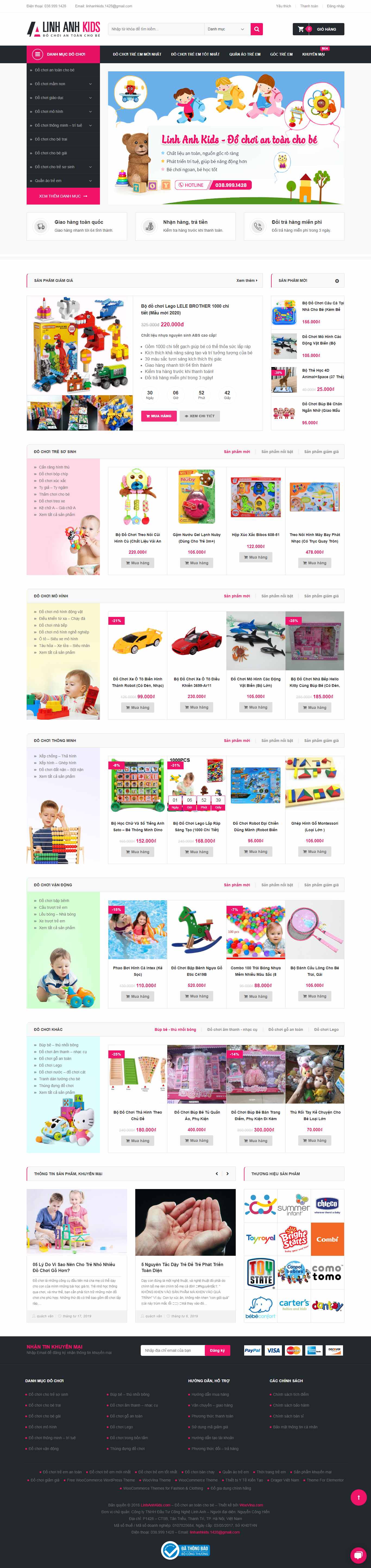 Thiết kế Website đồ chơi trẻ em - linhanhkids.com