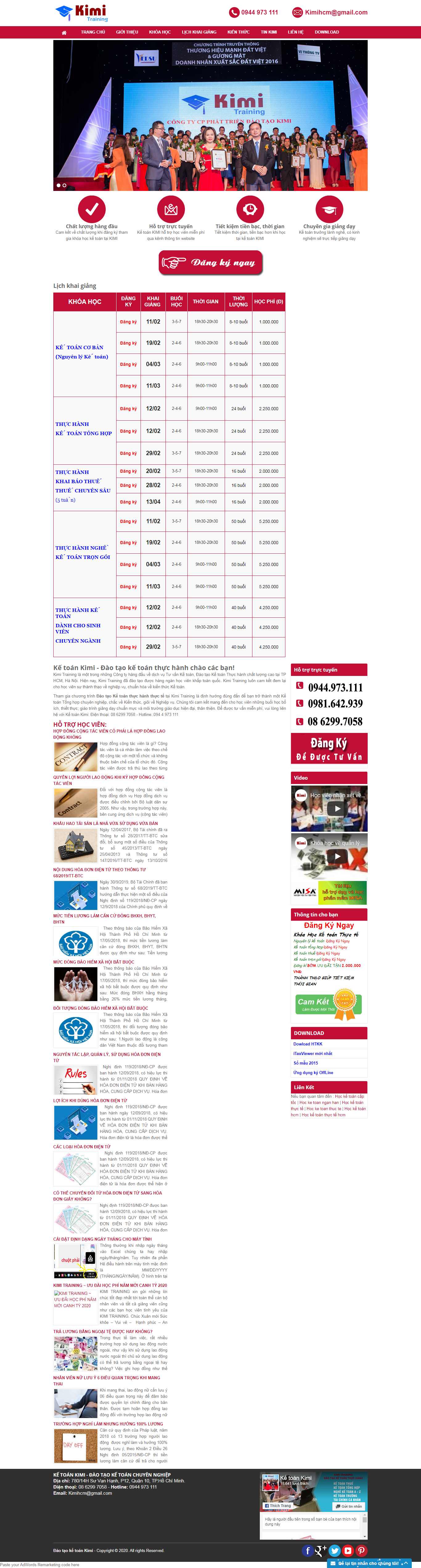 Thiết kế Website đào tạo kế toán - ketoankimi.vn