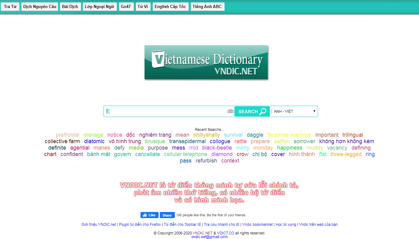 Thiết kế Website từ điển trực tuyến - 2.vndic.net