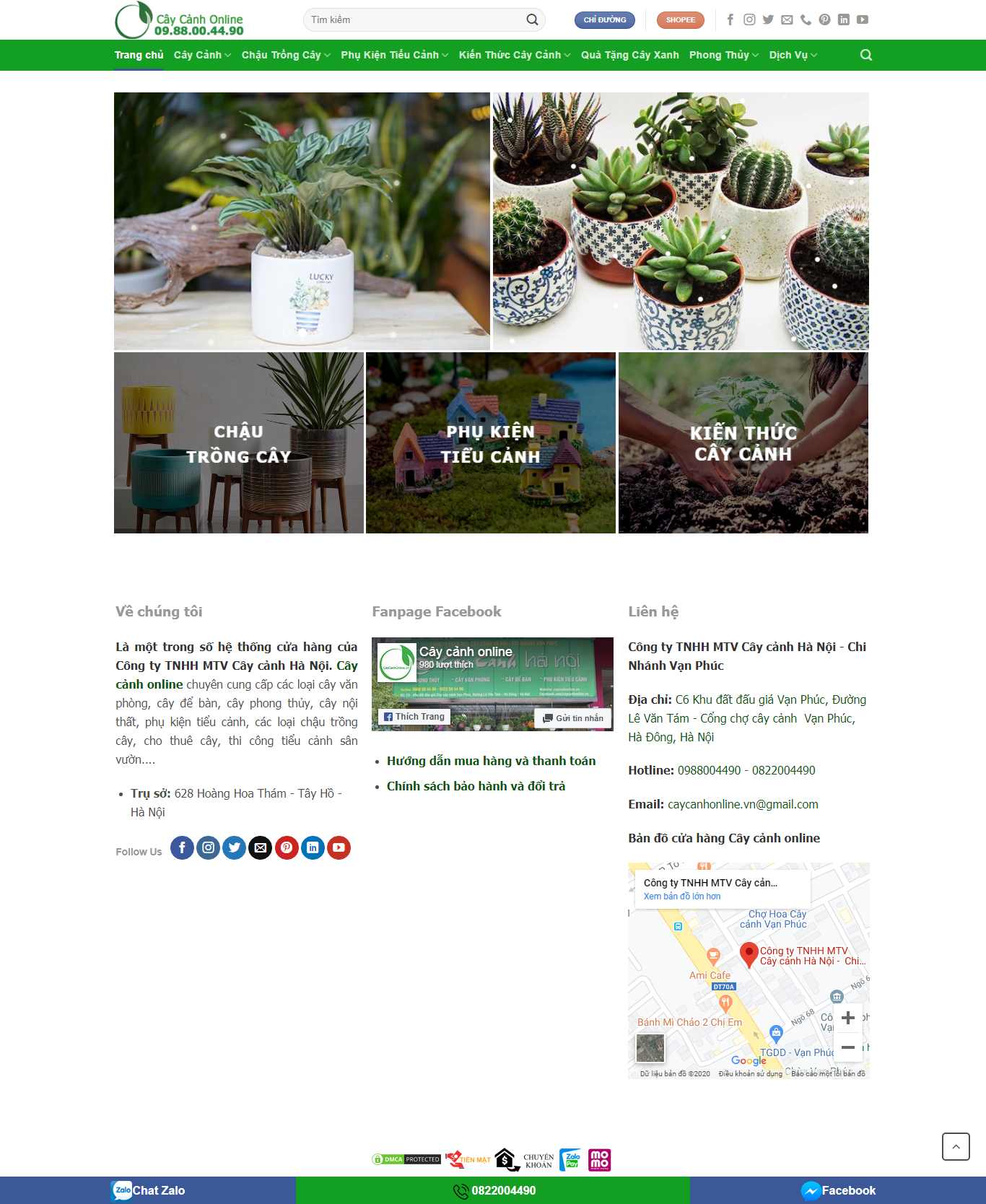 Thiết kế Website mua bán cây cảnh - caycanhonline.vn