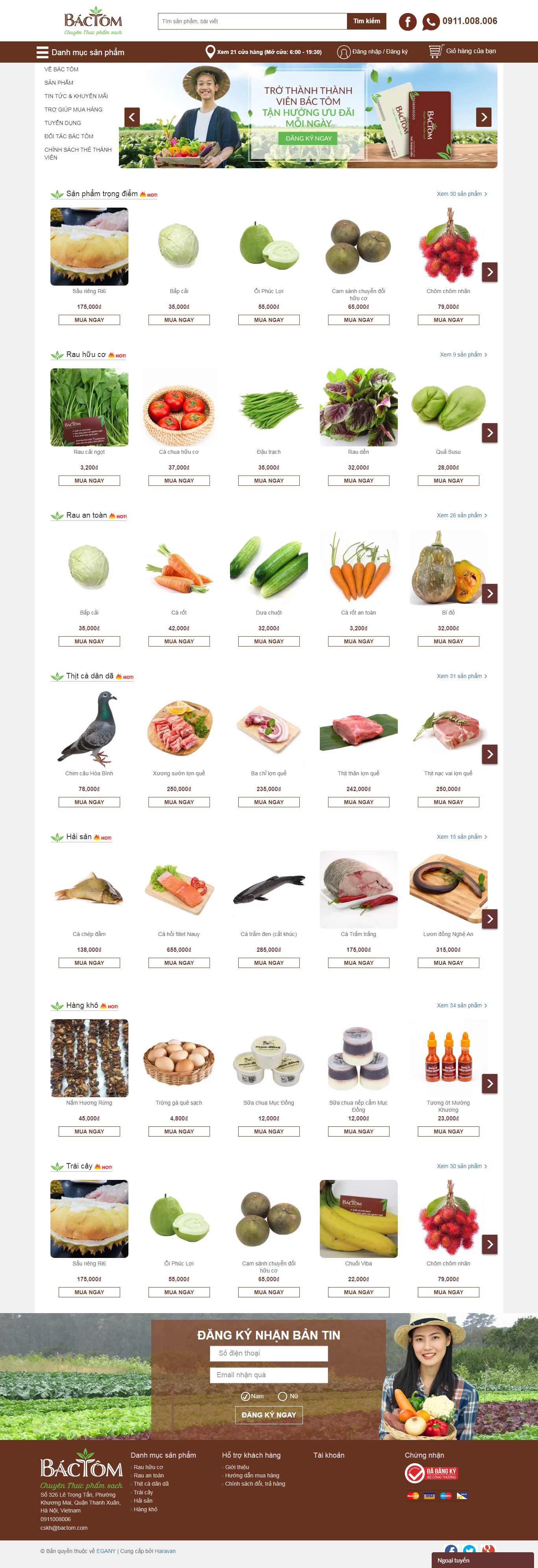 Thiết kế Website kinh doanh thực phẩm sạch - bactom.com
