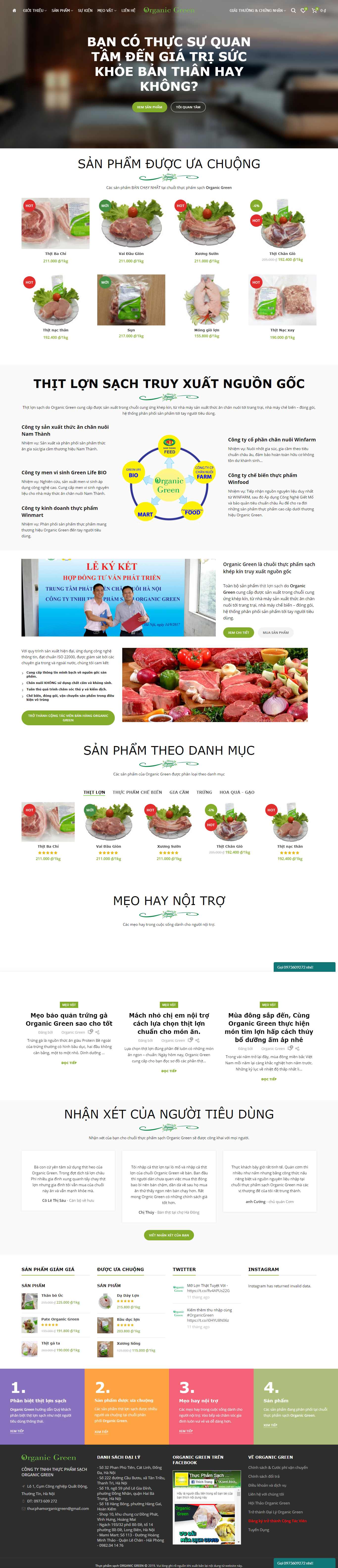 Thiết kế Website kinh doanh thực phẩm sạch - thucphamorganicgreen.com