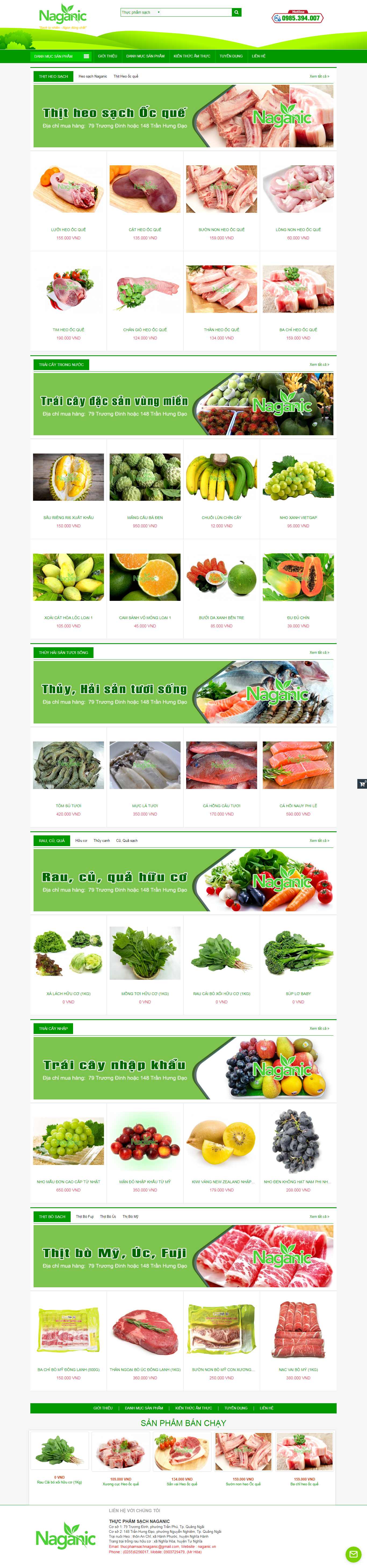 Thiết kế Website kinh doanh thực phẩm sạch - naganic.vn