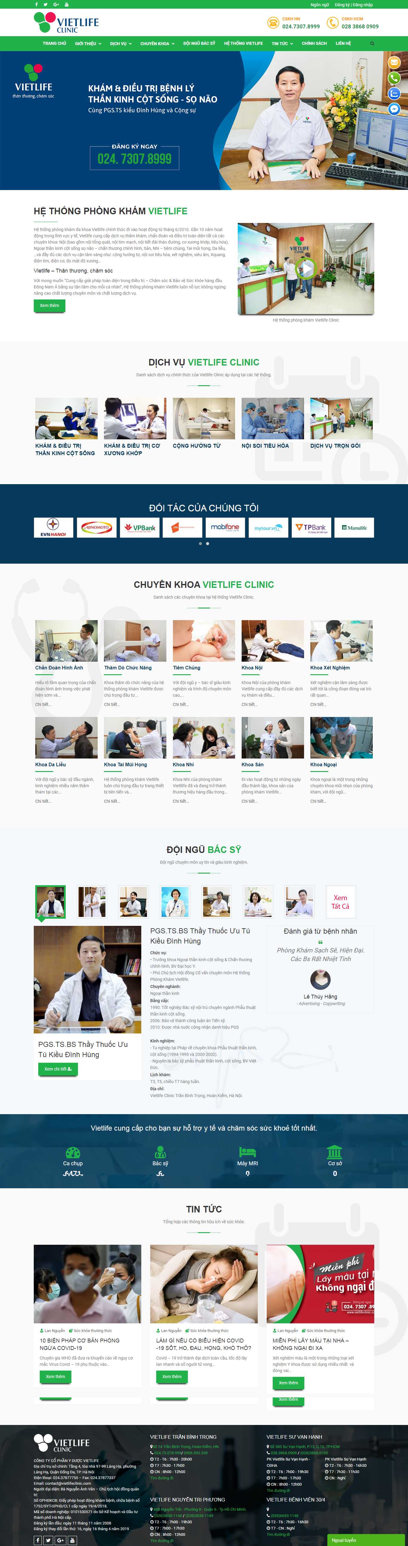 Thiết kế Website phòng khám đa khoa - vietlifeclinic.com