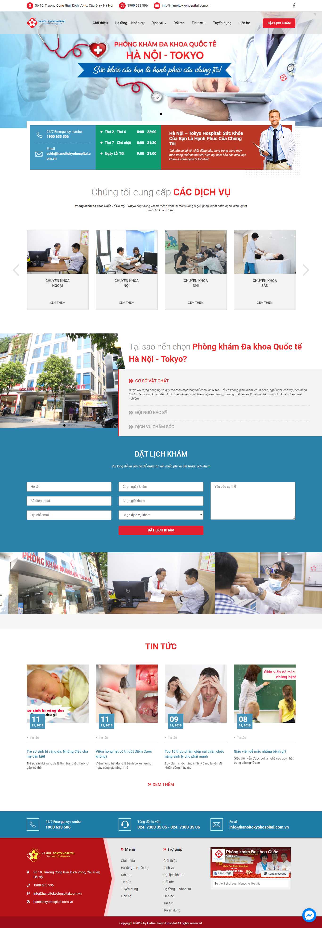 Thiết kế Website phòng khám đa khoa - hanoitokyohospital.com.vn