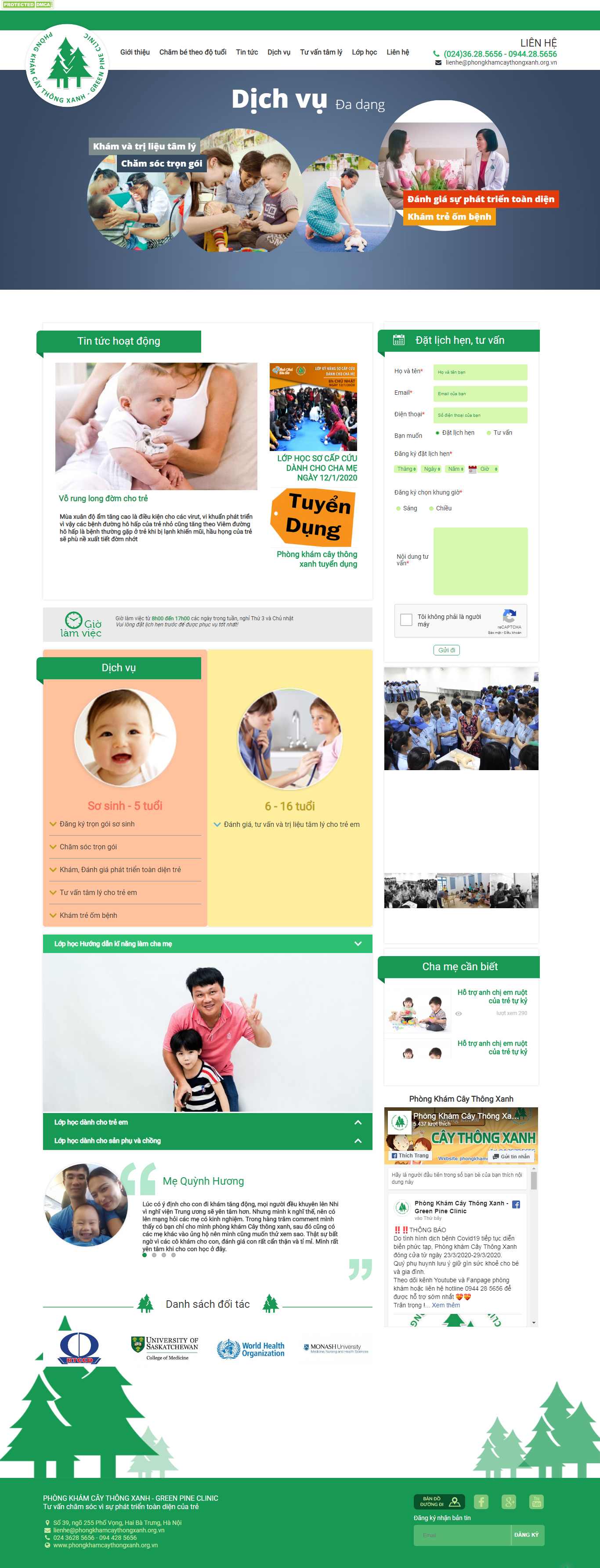 Thiết kế Website phòng khám tư nhân - www.phongkhamcaythongxanh.org.vn