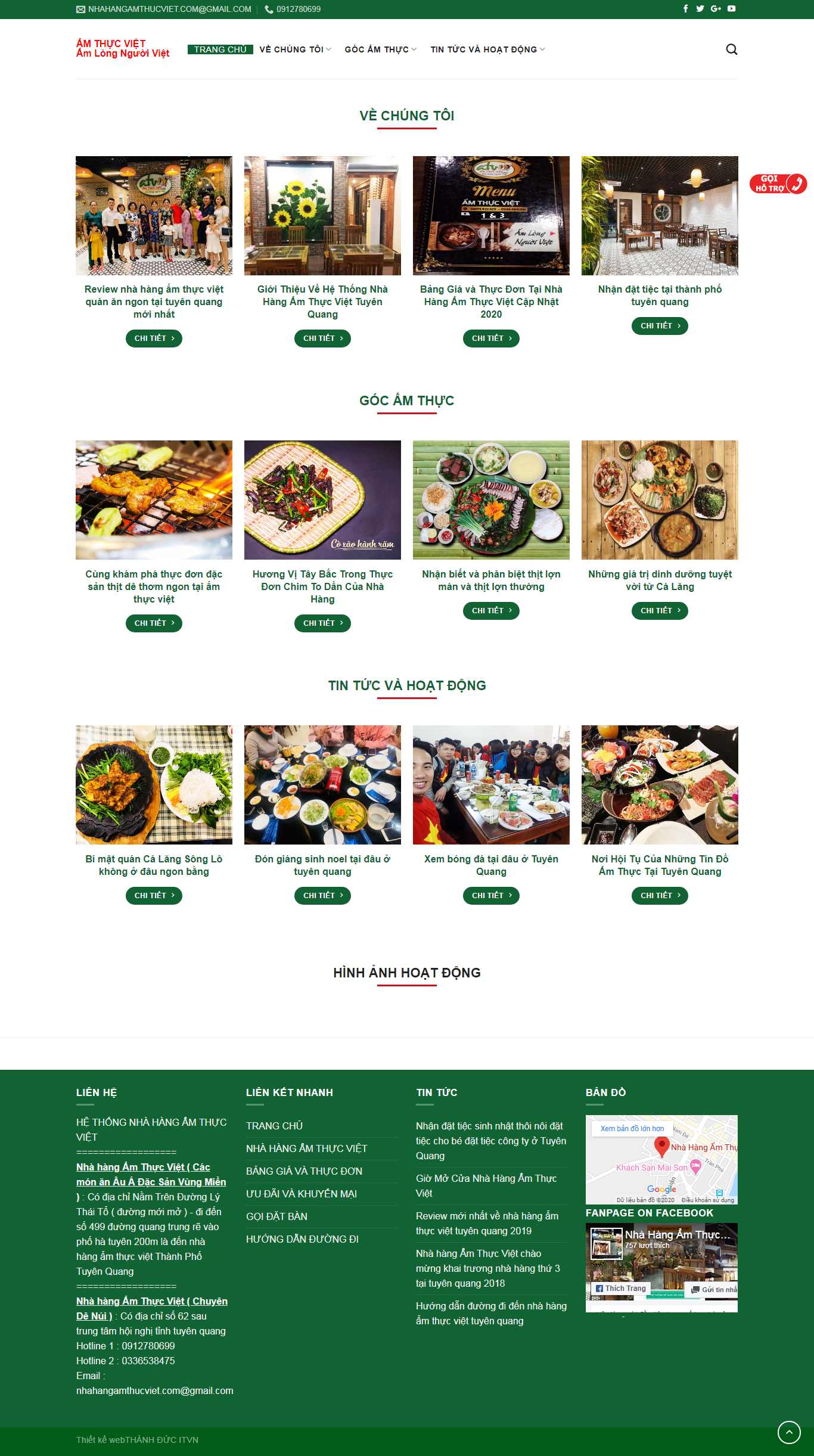 Thiết kế Website nhà hàng ẩm thực - nhahangamthucviet.com
