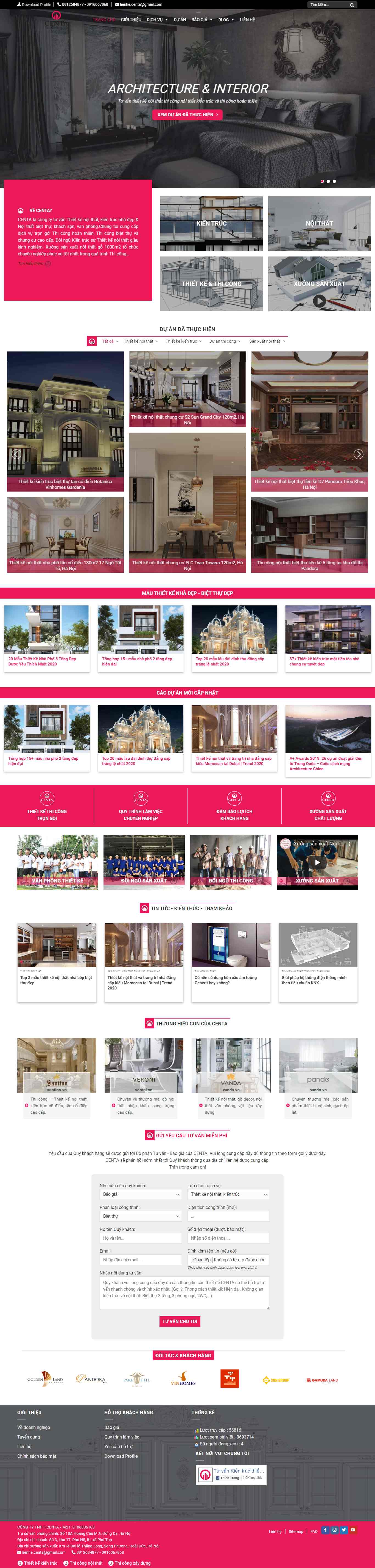 Thiết kế Website thi công nội thất - centa.vn