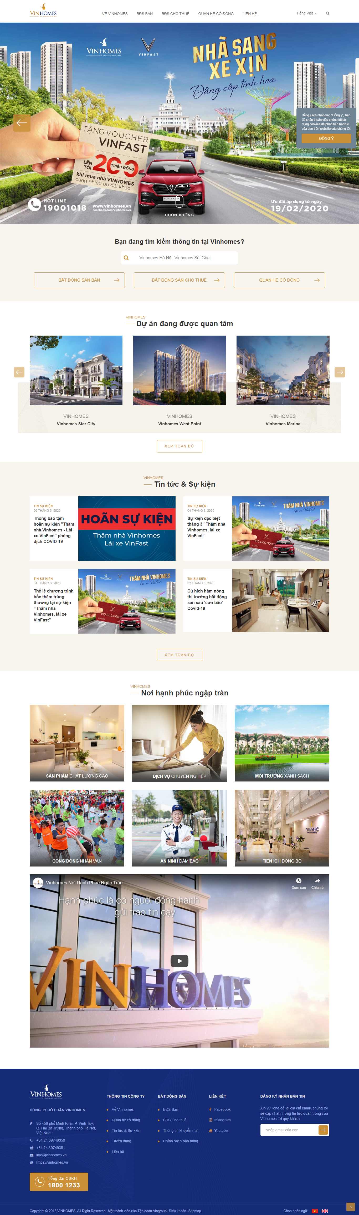 Thiết kế Website dự án bất động sản - vinhomes.vn