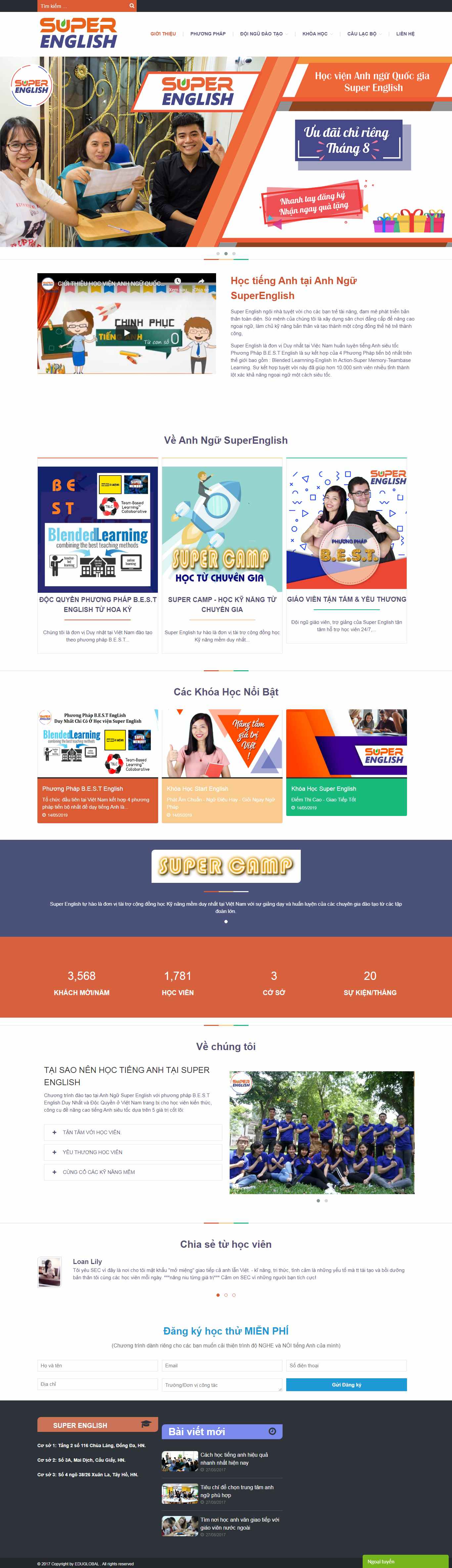 Thiết kế Website học viện anh ngữ - www.anhngusuperenglish.edu.vn