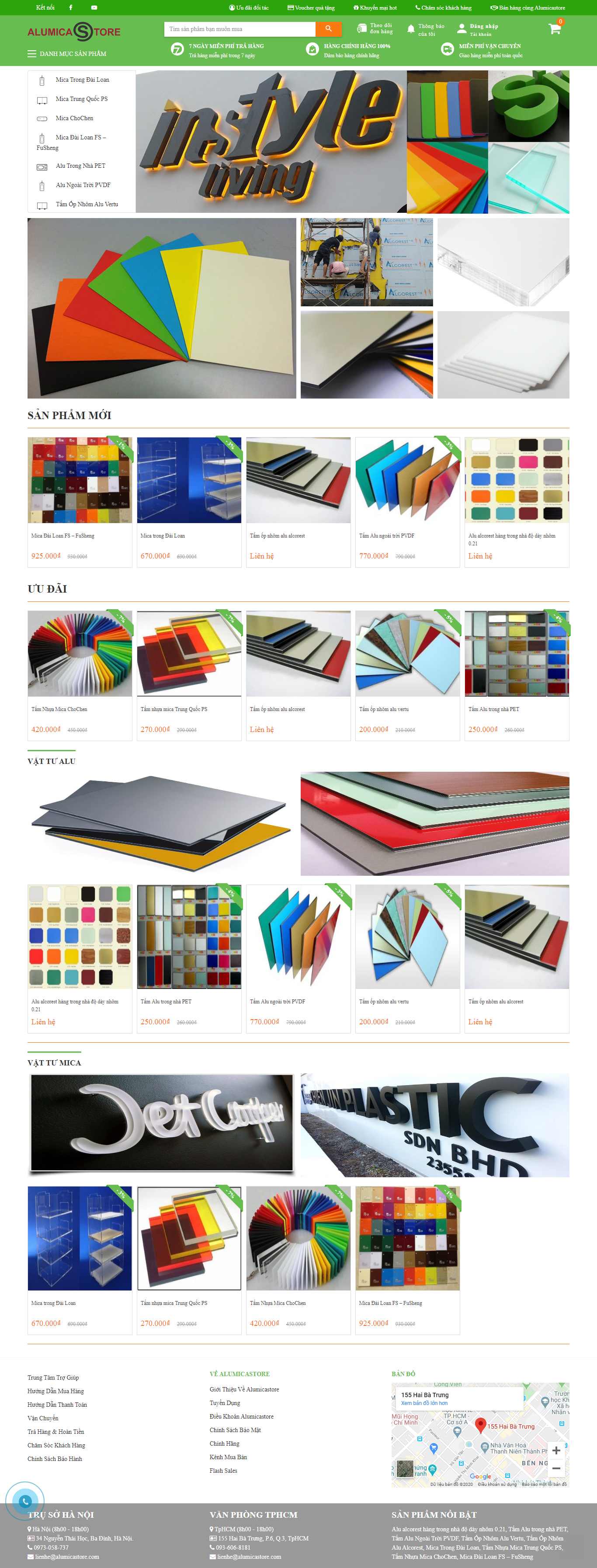 Thiết kế Website sản phẩm nhựa MICA - alumicastore.com