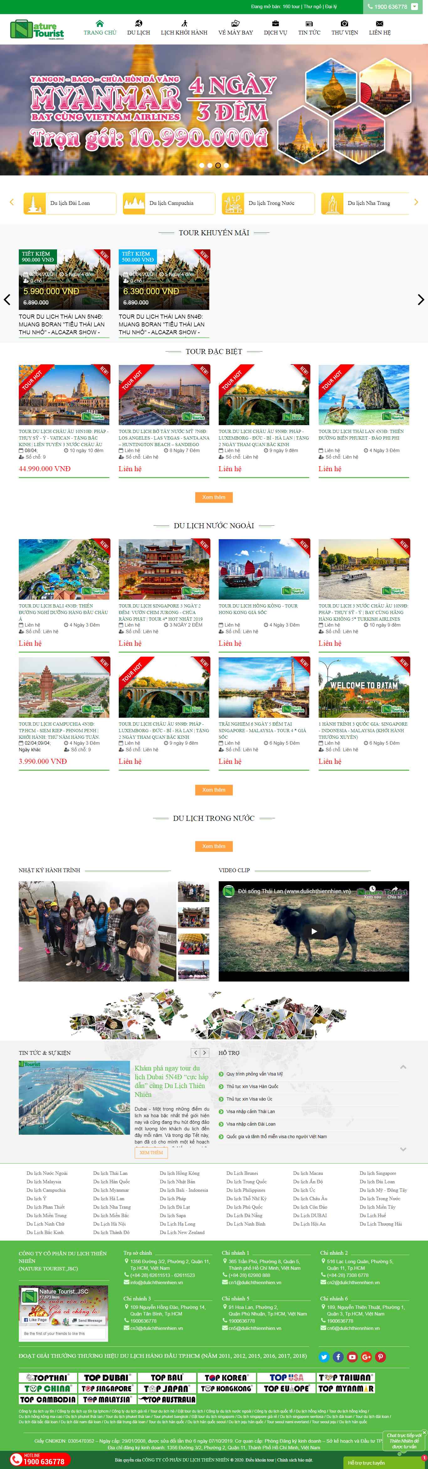Thiết kế Website tour du lịch - dulichthiennhien.vn