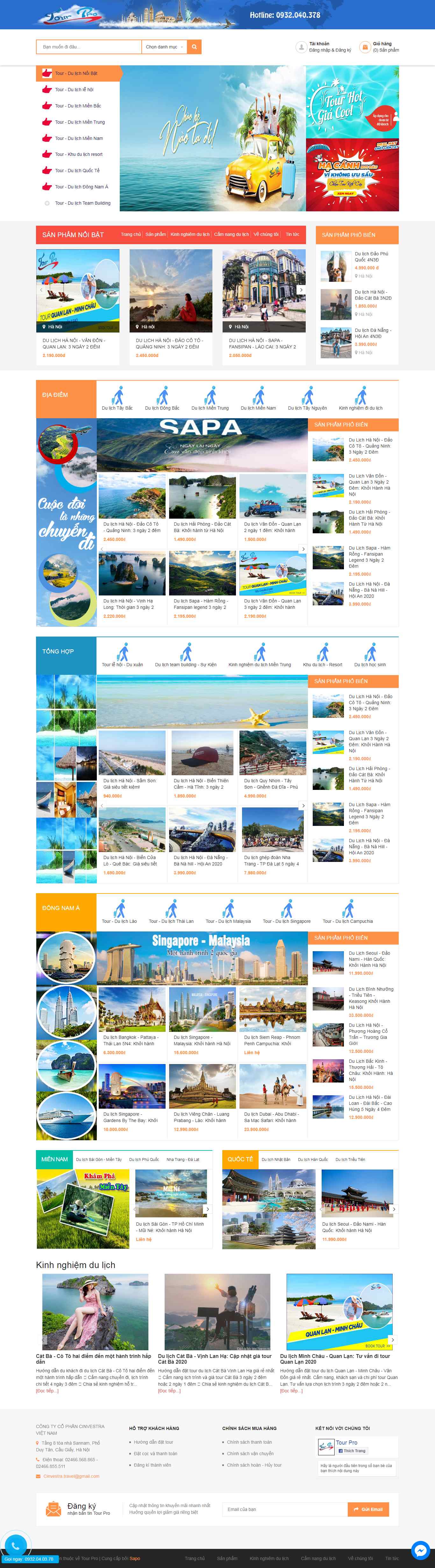 Thiết kế Website tour du lịch - tour.pro.vn