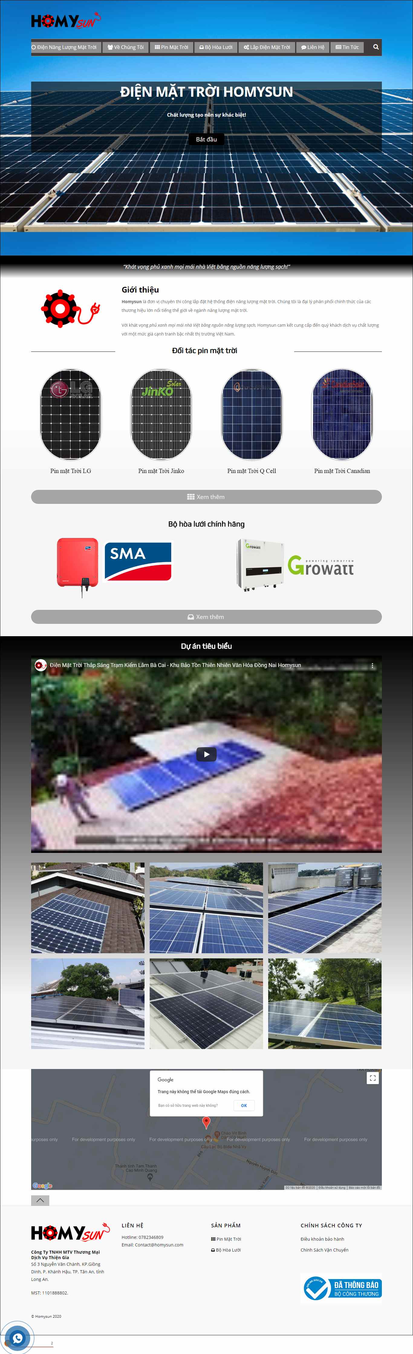 Thiết kế Website hệ thống điện mặt trời - homysun.com