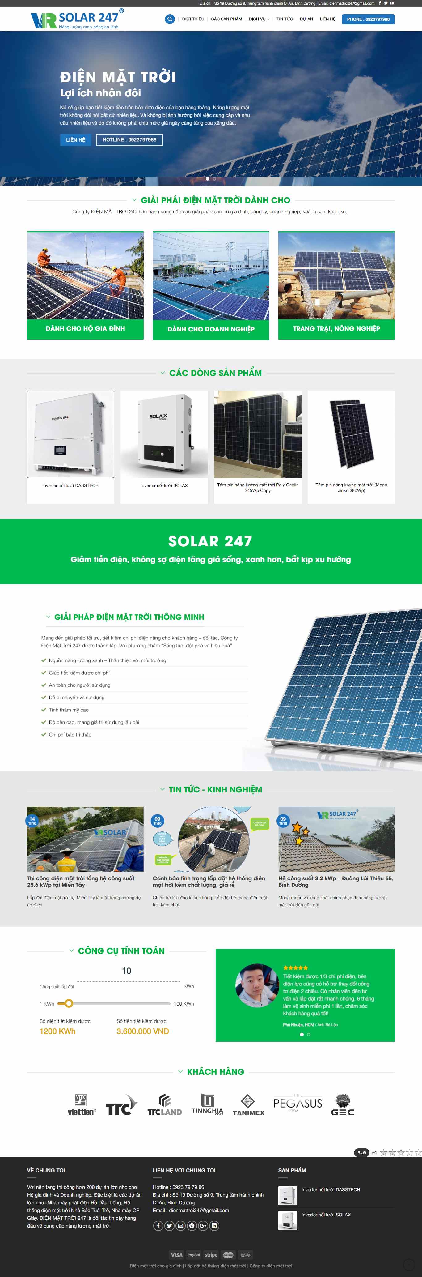 Thiết kế Website hệ thống điện mặt trời - dienmattroi247.com